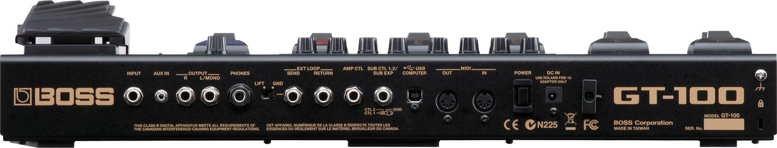 Boss GT 100 Guitar Multi Effects Pedal inputs