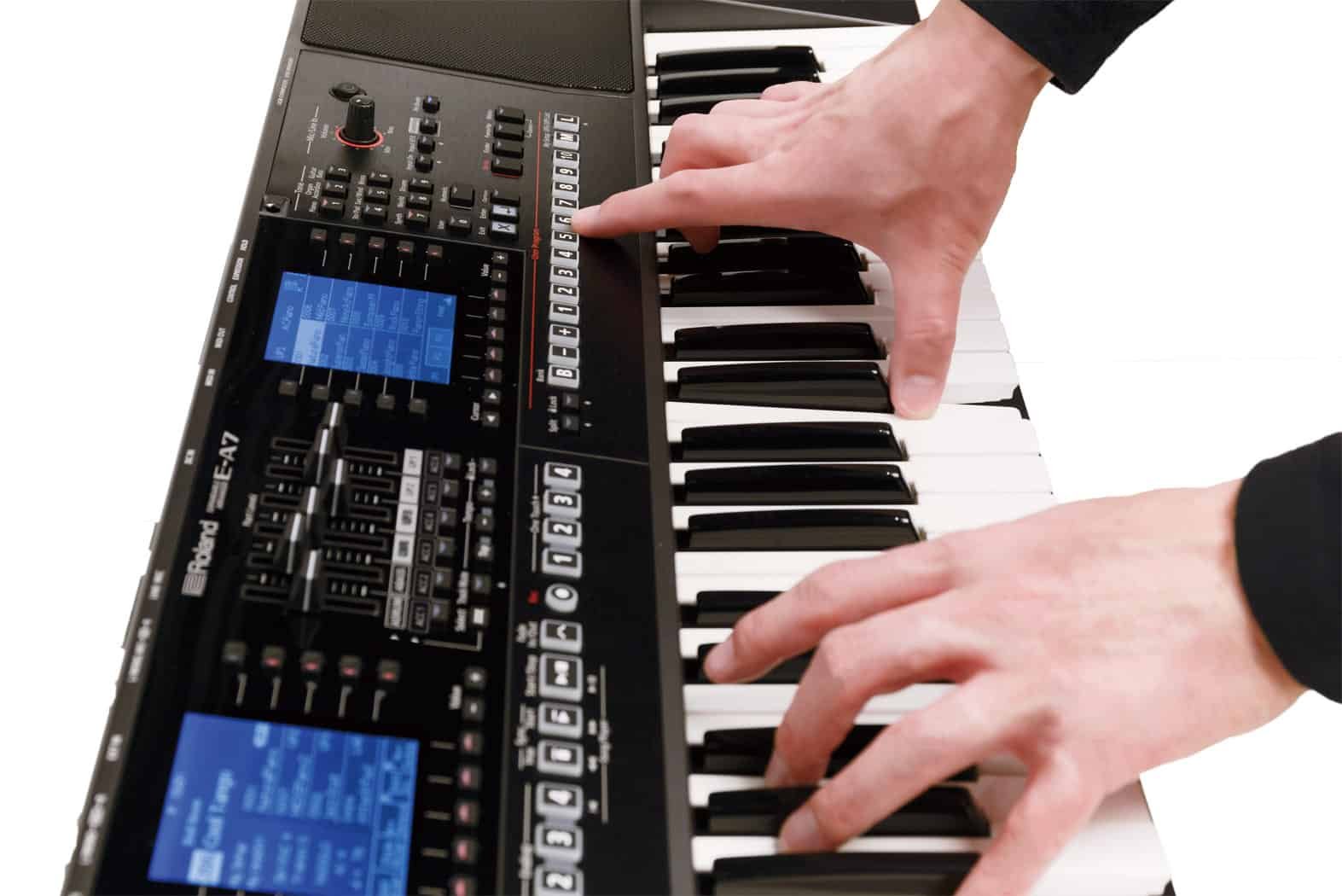Roland E A7 61 key Expandable Arranger Keyboard buttons