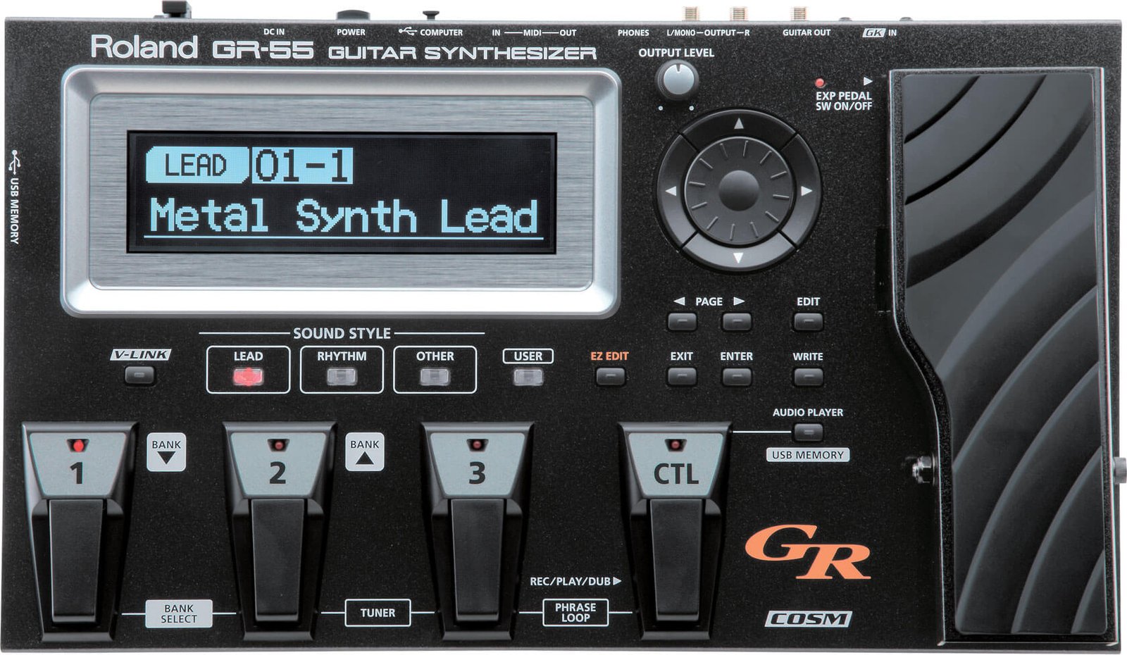 Roland GR 55 Guitar Synth With GK 3 Pickup Black front
